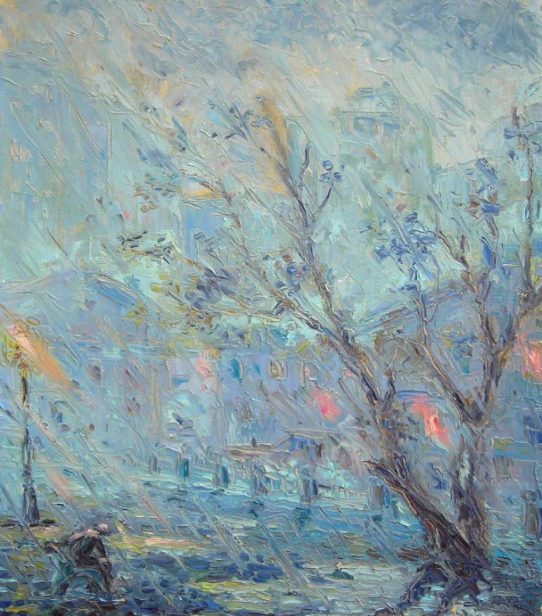 770x875 Saatchi Art Evening Rainfall Painting By Ivan Krutoyarov - Rainfall Painting