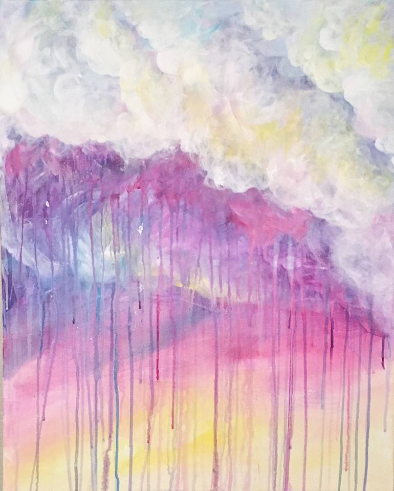 770x959 Saatchi Art Rainbow Rainfall Painting By Molly Oriley - Rainfall Painting