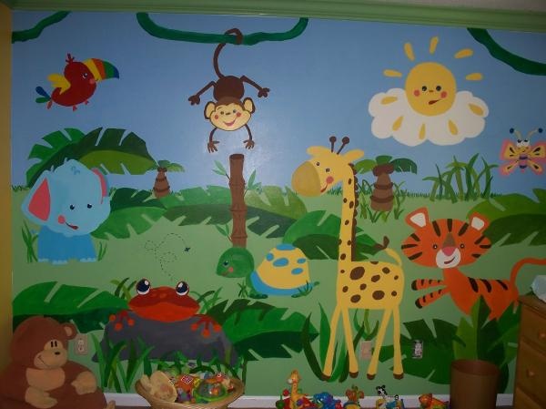 600x449 7 Best Kid's Room Images On Child Room, Babies Rooms - Rainforest Painting For Kids