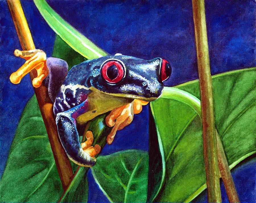 900x715 Rainforest Frog Painting By Olga Tereshchuk - Rainforest Painting For Kids