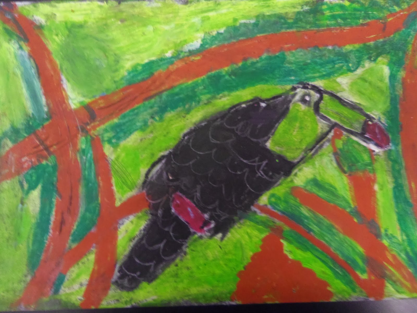 1600x1200 Art Kids Of Benavidez Elementary Birds Of The Rainforest - Rainforest Painting For Kids