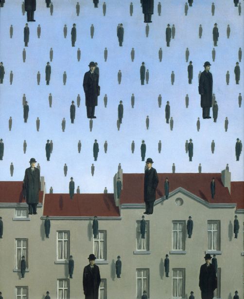 502x614 Rene Margritte - Raining Men Painting