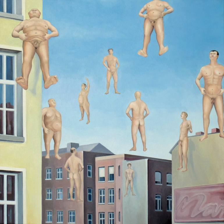 770x770 Saatchi Art Raining Men Painting By Marga Golz - Raining Men Painting