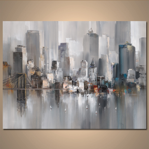 600x600 Hand Painted Oil Painting - Rainy City Painting