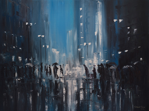 600x448 Rainy City On Behance - Rainy City Painting