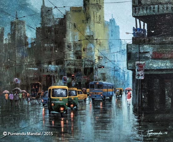 555x456 Everything After The Rain Intrigues - Rainy City Street Painting