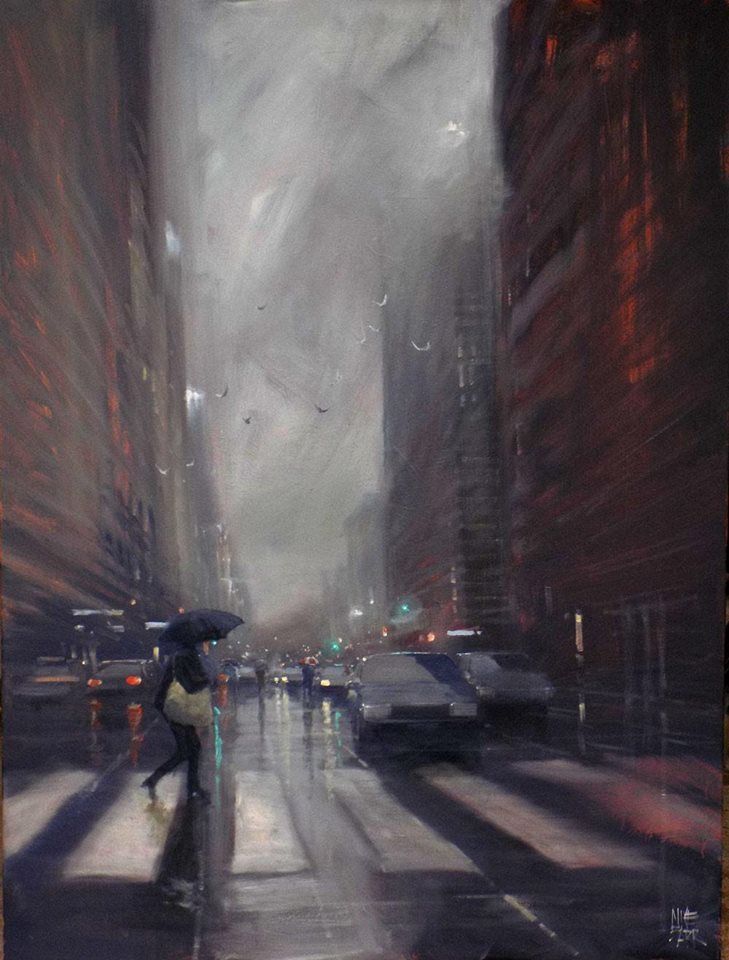 729x960 213 Best Art City Scapes Images On Urban Landscape - Rainy City Street Painting