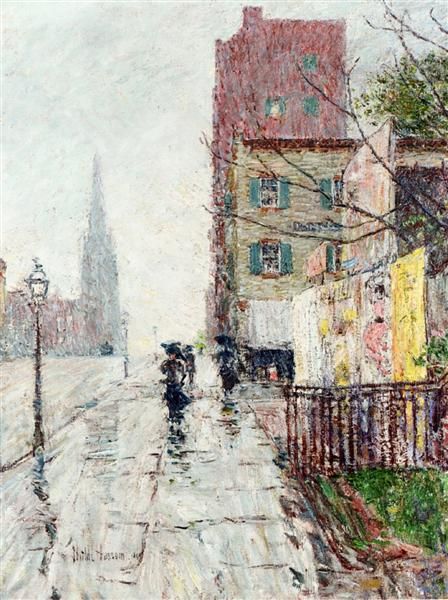 448x600 Rainy Day, 1890 By Childe Hassam. Impressionism. Cityscape - Rainy Day Impressionist Painting