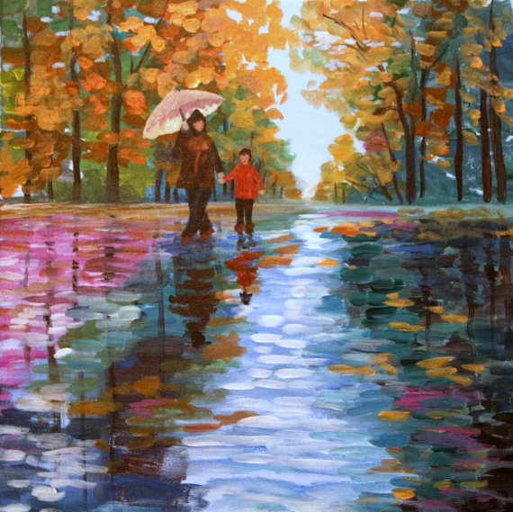 570x569 Acrylic Painting Canvas Art Impressionism Rainy Day Wall - Rainy Day Impressionist Painting