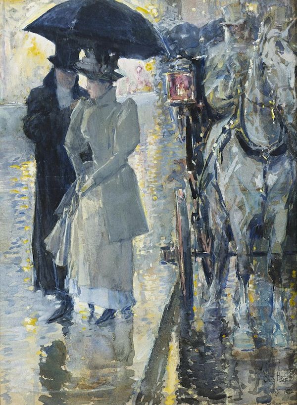 600x819 Frederick Childe Hassam - Rainy Day Impressionist Painting