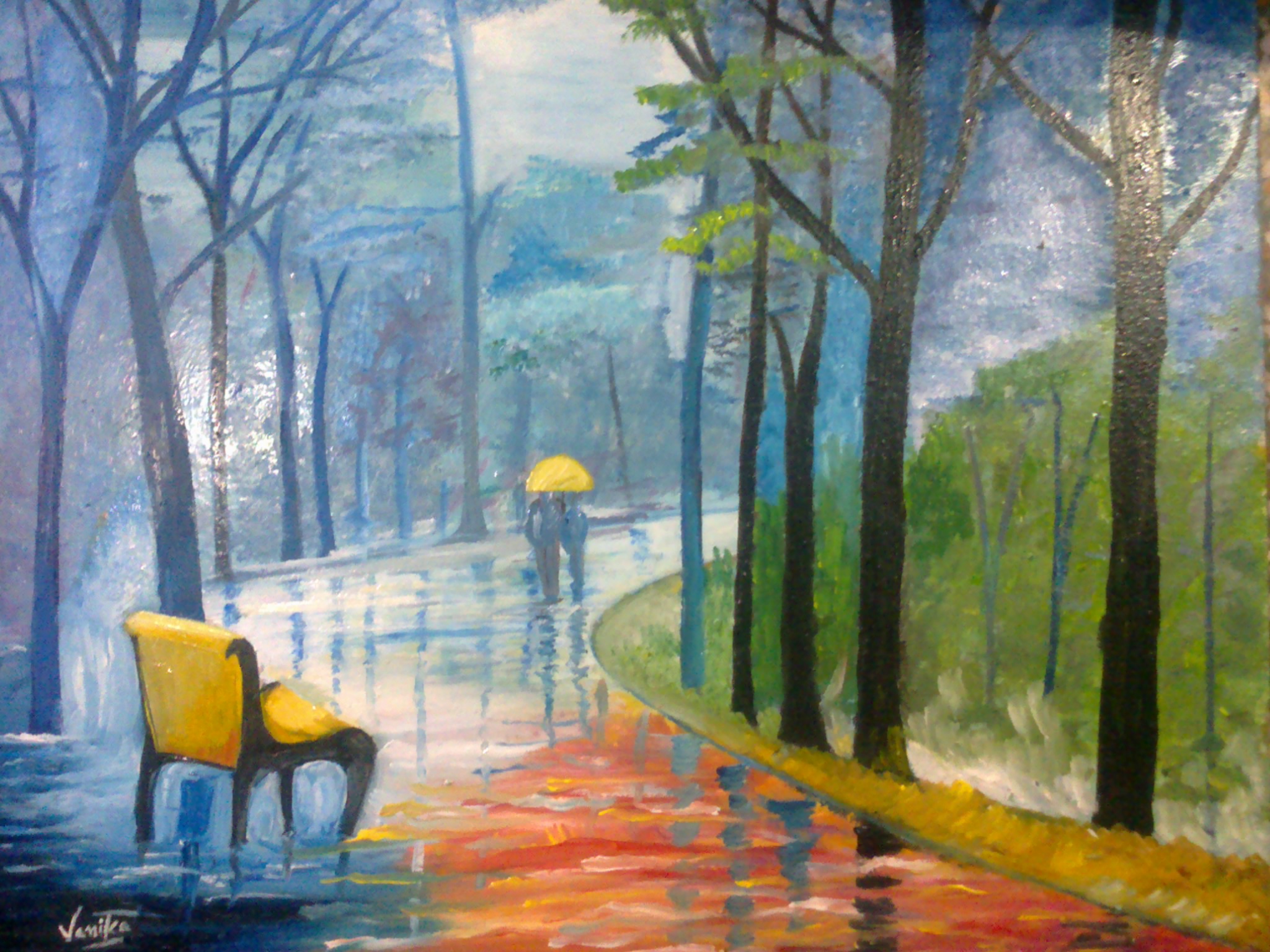 2048x1536 Oil Painting Of A Rainy Day - Rainy Day Painting