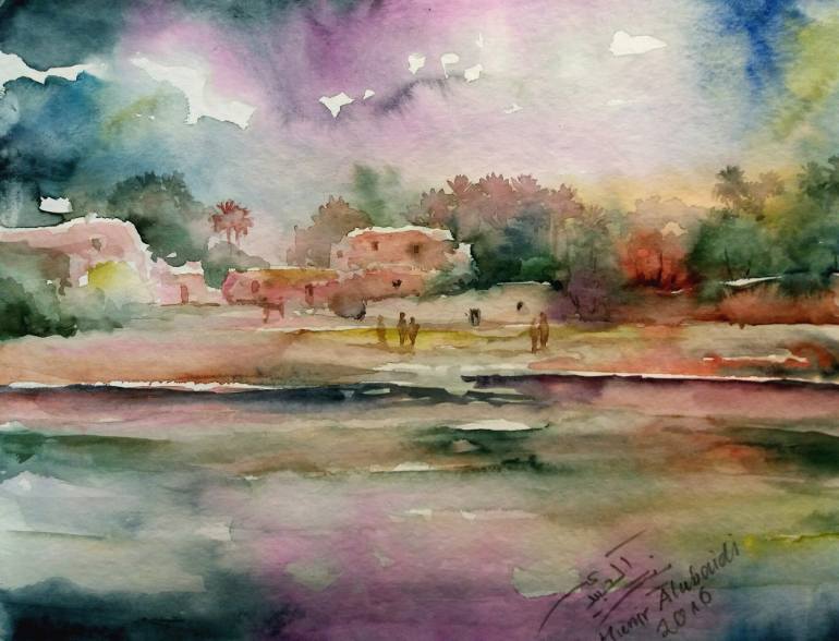 770x588 Saatchi Art Village In A Rainy Day Painting By Munir Alubaidi - Rainy Day Painting