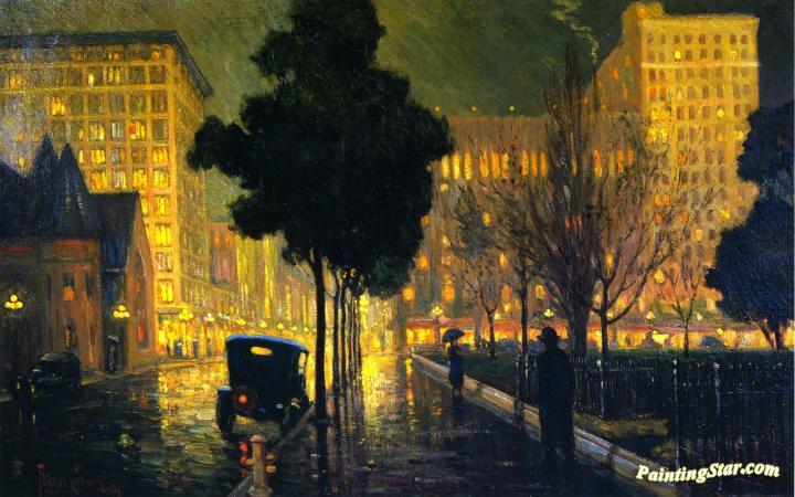 720x450 Rainy Night Artwork By Frank Coburn Oil Painting Amp Art Prints - Rainy Night Painting