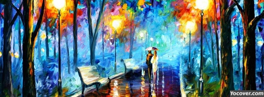 850x315 Rainy Night Painting Facebook Cover Photo - Rainy Night Painting