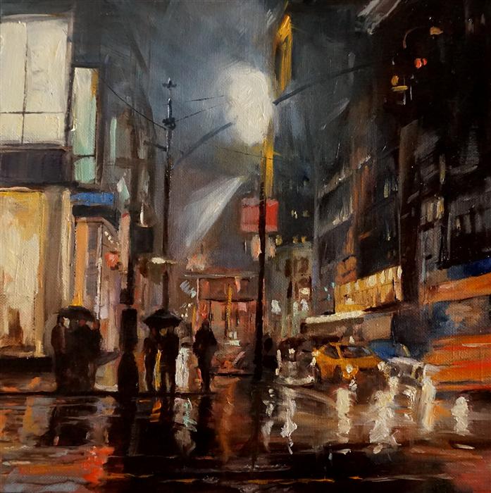 697x700 Rainy Night In Manhattan Jonelle Summerfield - Rainy Night Painting