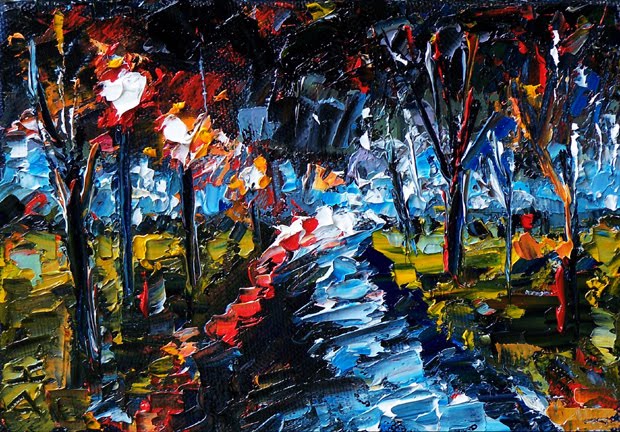 620x432 Debra Hurd Original Paintings And Jazz Art Rainy Night Street - Rainy Night Painting