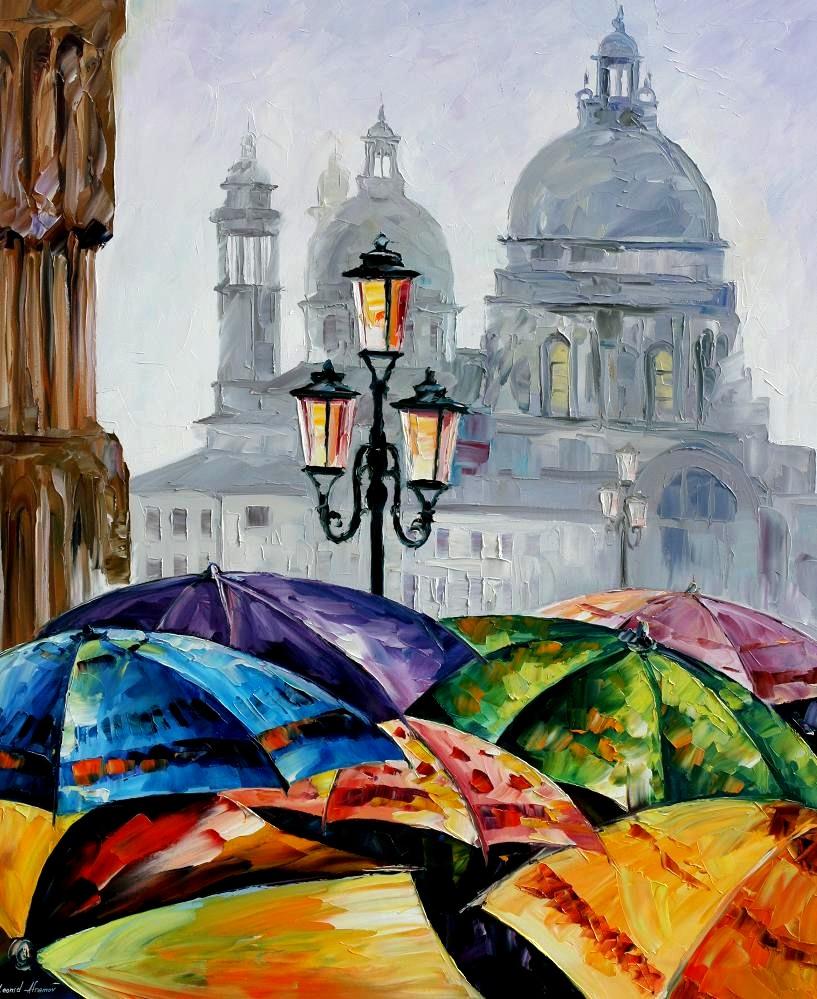817x999 Rainy Day In Venice Palette Knife Oil Painting On Canvas By - Rainy Season Painting