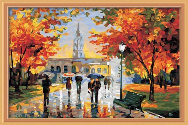 640x425 Rainy Season Paint By Number 80x60cm (31x24) Diy Painting Pbn - Rainy Season Painting