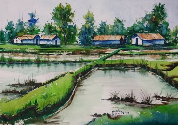 700x492 Buy Rainy Season Handmade Painting By Mahendra Shewale. Code - Rainy Season Painting