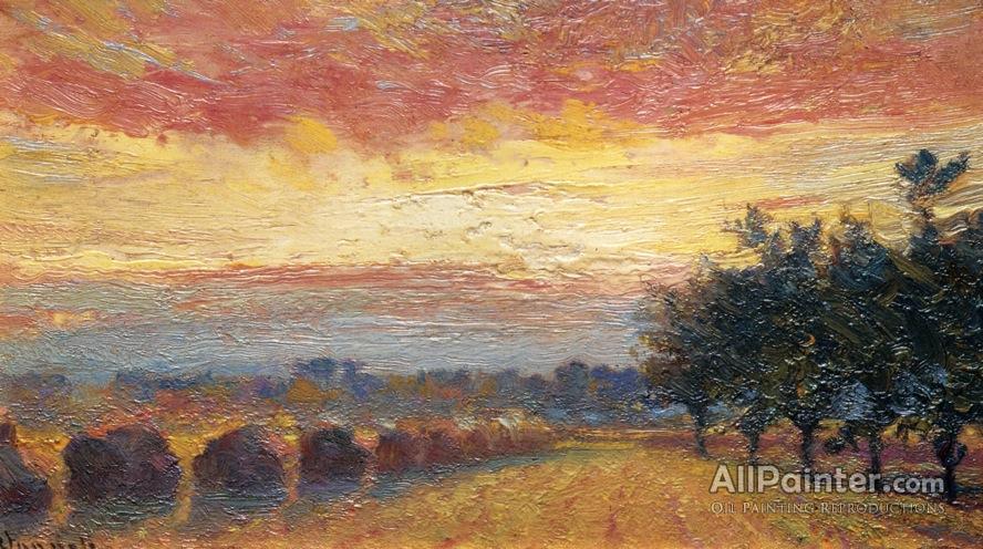 888x496 Robert Vonnoh Haystacks Under A Rainy Sky Oil Painting - Rainy Sky Painting