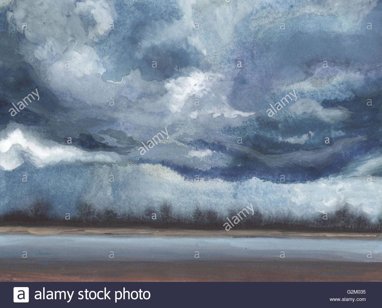 1300x1047 Dramatic Sky. Dark Clouds. Rainy Evening - Rainy Sky Painting