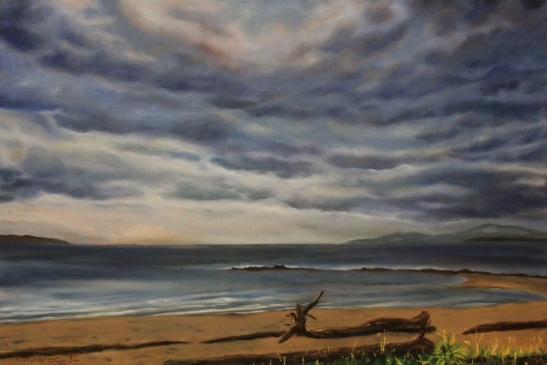 791x528 English Bay Under Rainy Sky - Rainy Sky Painting