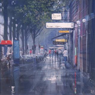 318x317 Painting Rainy Street Scenes In Acrylic - Rainy Street Painting