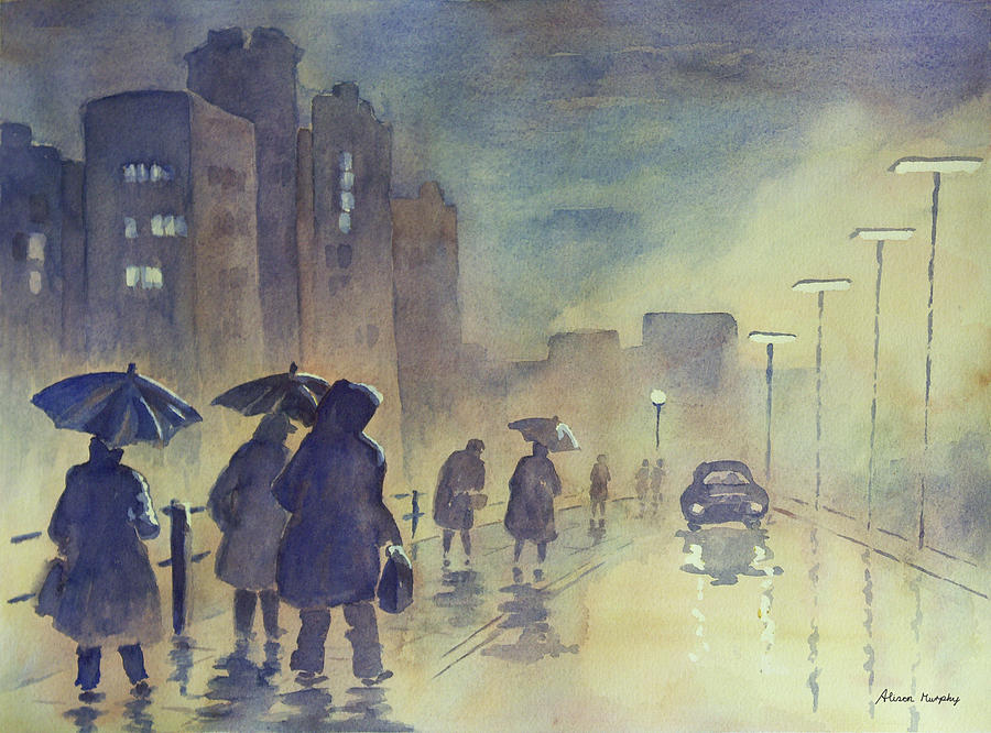900x666 Rainy Street Painting By Alison Murphy - Rainy Street Painting