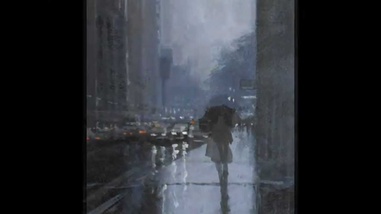 1280x720 Rainy Day Demonstration Painting - Rainy Street Painting