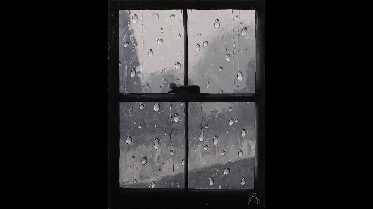 1280x720 Rainy Day Step By Step Acrylic Painting On Canvas For Beginners - Rainy Window Painting