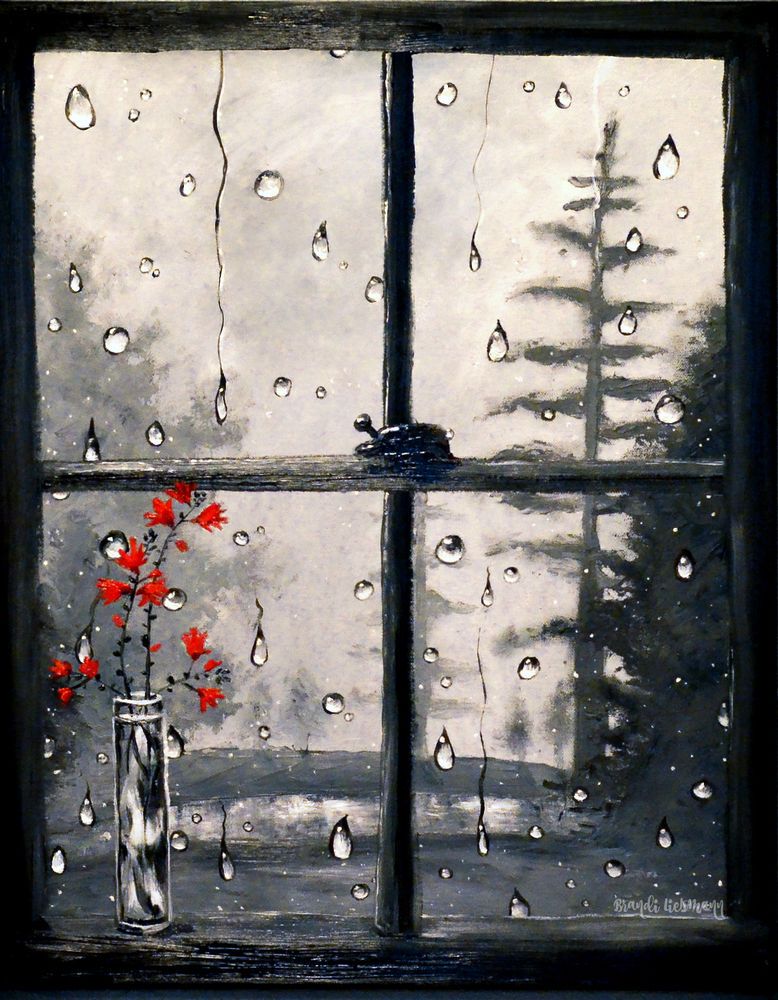 rainy car window painting