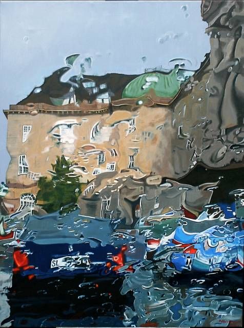 476x640 A Painting By My Dad. The View Out Of The Front Window Of His Car - Rainy Window Painting