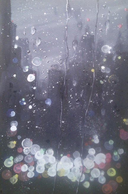 433x659 Buy A Rainy Abstract Handmade Painting By Anirban Kar. Code - Rainy Window Painting