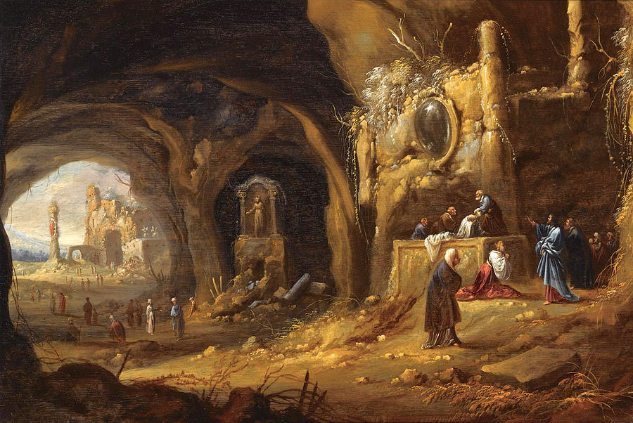 900x602 The Raising Of Lazarus Painting By Rombout Van Troyen - Raising Of Lazarus Painting