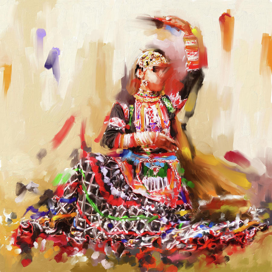 900x900 Rajasthani Dancer 436 1 Painting By Mawra Tahreem - Rajasthani Painting