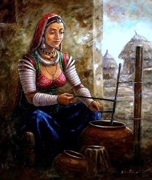 300x355 Rajasthani Oil Paintings Rajasthani Painting - Rajasthani Painting
