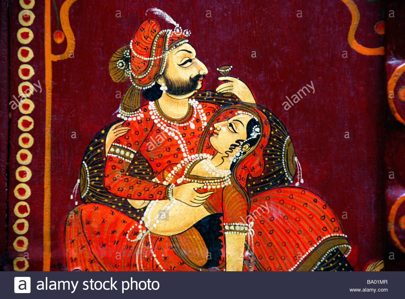 1300x960 Rajasthani Painting On Window, Rajasthan State, India Stock Photo - Rajasthani Painting