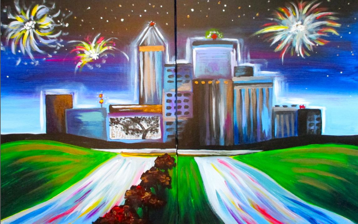 1143x715 Raleigh Skyline - Raleigh Skyline Painting