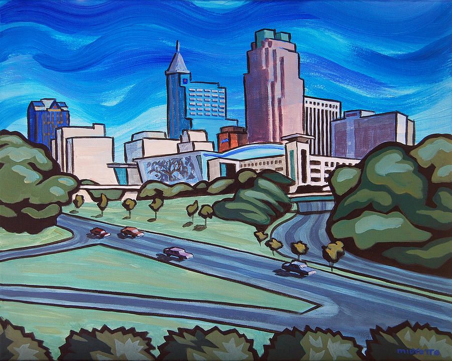 900x720 Raleigh Skyline 4 Painting - Raleigh Skyline Painting