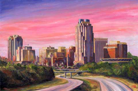 480x317 Raleigh Skyline Painting - Raleigh Skyline Painting