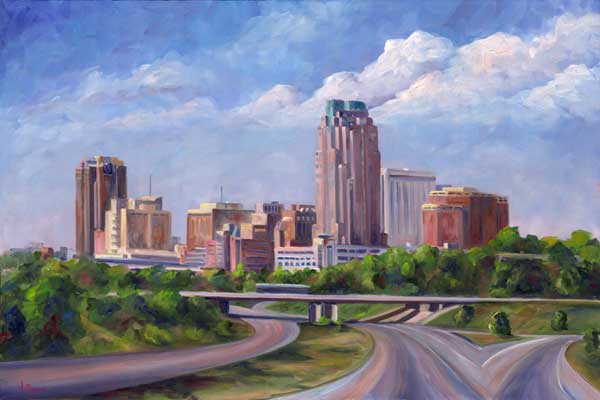 600x400 Raleigh Skyline Painting - Raleigh Skyline Painting