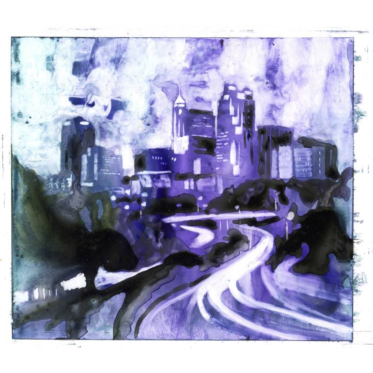 770x770 Saatchi Art Fine Art Abstractsemi Representational Watercolor - Raleigh Skyline Painting
