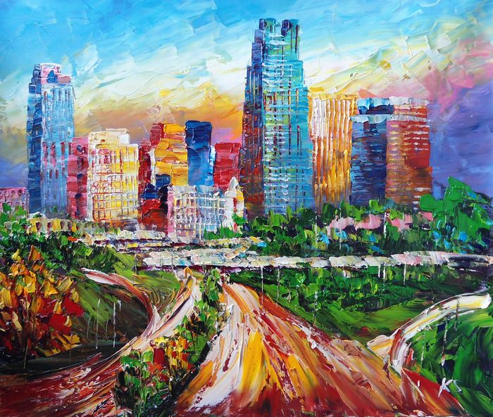 700x593 Ksing - Raleigh Skyline Painting