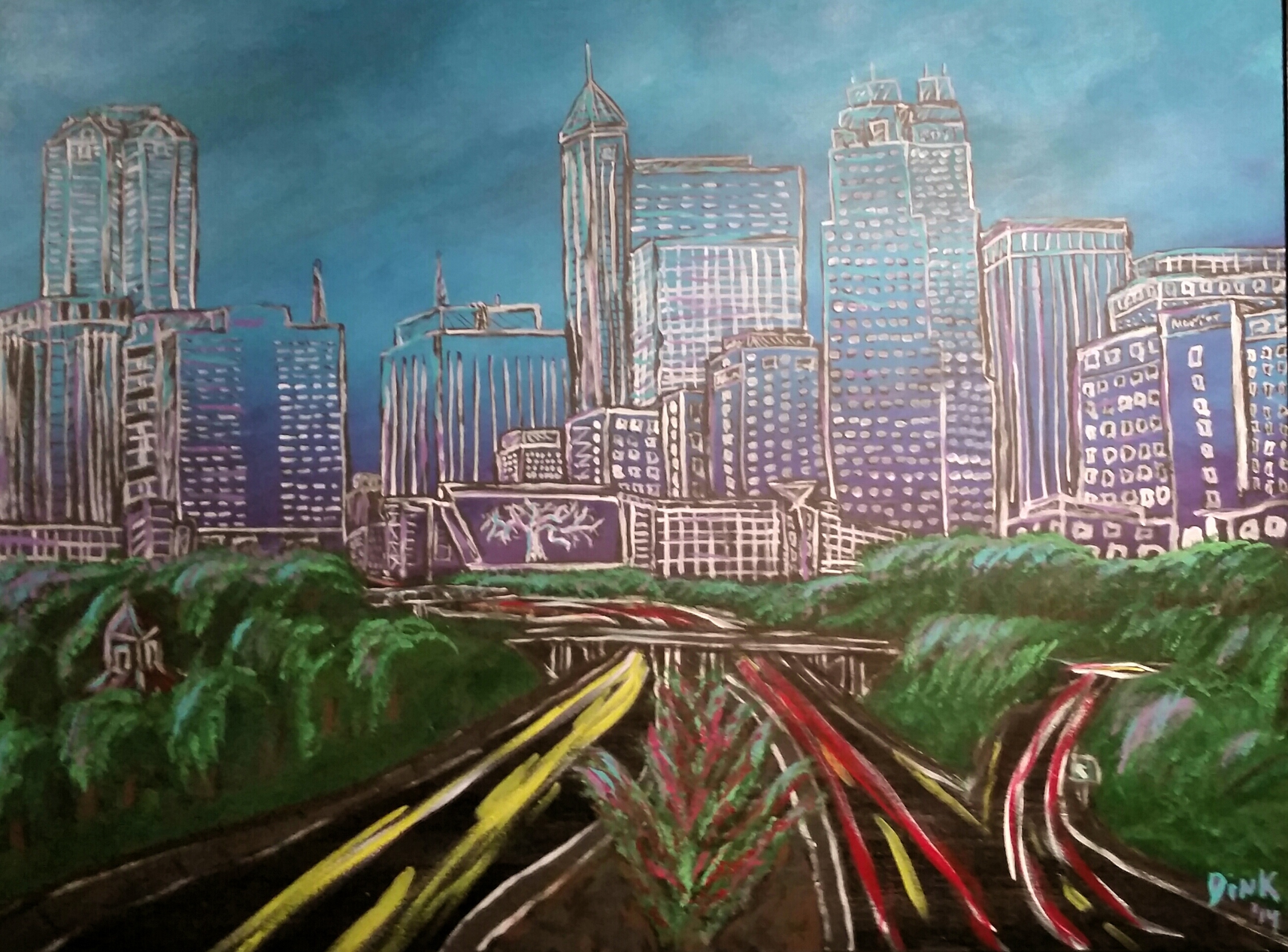 3464x2560 Raleigh, Nc Skyline - Raleigh Skyline Painting