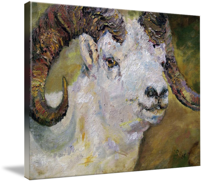 650x584 Dall Sheep Ram Oil Painting By Ginette By Ginette Callaway - Ram Painting