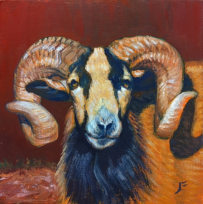650x653 Golden Ram Daily Painting - Ram Painting