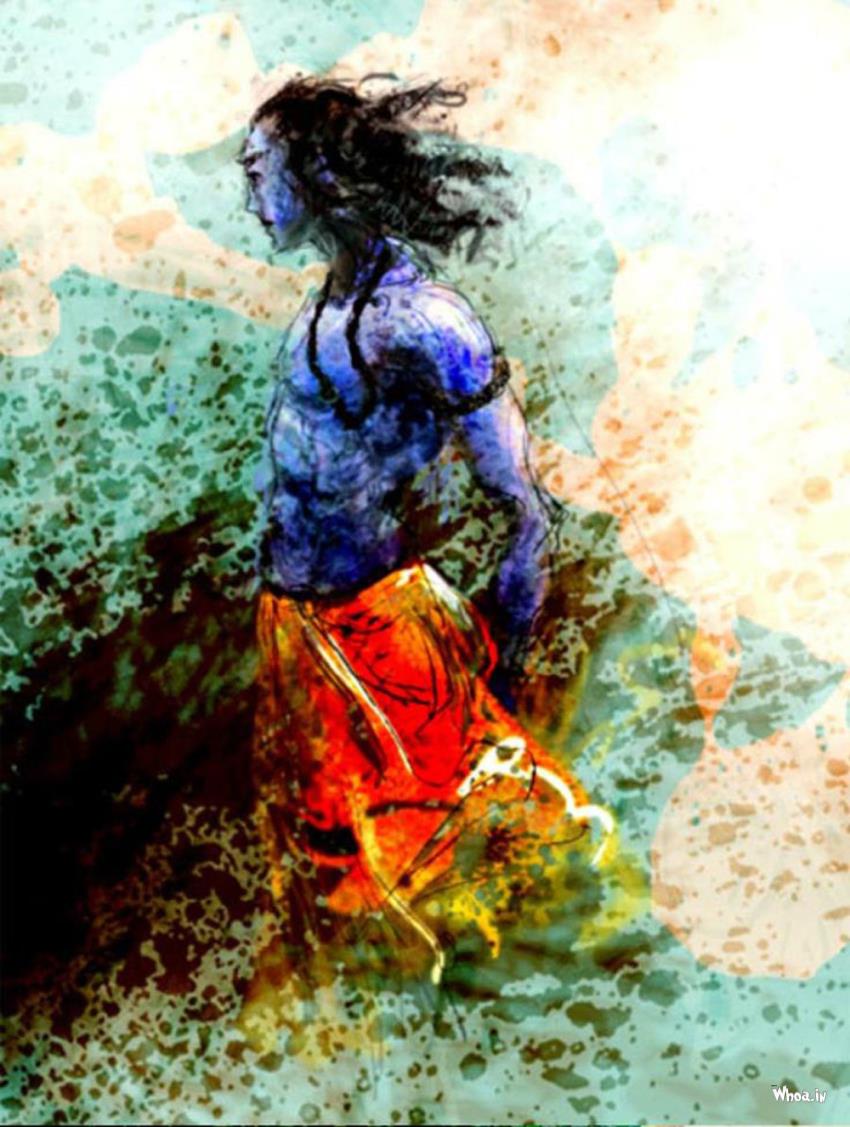 850x1127 Lord Ram Standing Art Painting Hd - Ram Painting