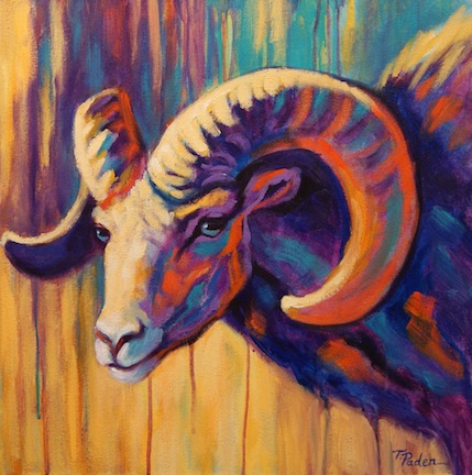 429x432 Colorful Southwestern Art Abstract Colorful Bighorn Ram Painting - Ram Painting