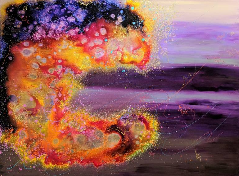770x568 Saatchi Art Autumnal Nebula, Taking A Tumble Painting By Priya Rama - Rama Painting