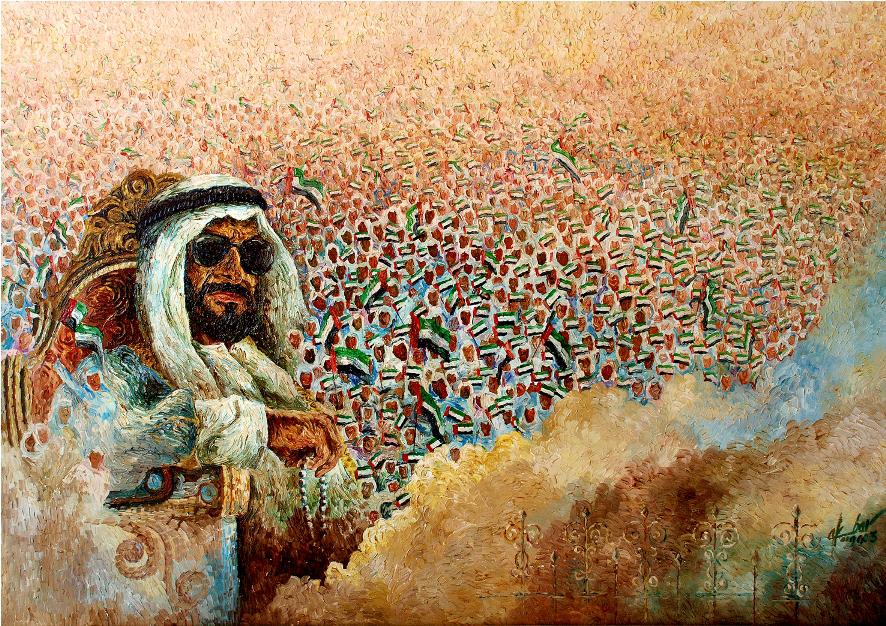 886x626 Life Of Sheikh Zayed Depicted In Series Of Paintings - Ramadan Painting